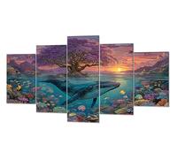 Árboles Ballena Diamond Painting, 5 Pcs Kit Mosaico Pintura de Diamante, Kit Bordado en Punto de Cruz Manualidades Adultos, DIY Gran Tamaño Cuadro Damantes, Decoracion Hogar Regalos 35x75cm P-d-1576