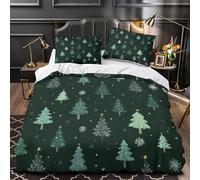Árboles de Navidad 3D Impresión Edredón funda 3pz Microfibra antimanchas Patrón de vacaciones de invierno Funda de edredón 2 fundas ligera Decoración habitación adolescentes Super king（260x220cm）