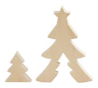 Árboles de Navidad, 8 + 20 cm de alto, 6,5 + 14,5 cm de ancho, madera contrachapada, 1 juego, 2 cm de profundidad