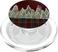 Árboles de Navidad con Lazo en Rojo Vino tartán tartán Vacaciones PopSockets PopGrip para MagSafe
