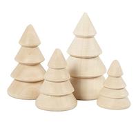 Árboles de Navidad de madera, H: 3,3+4,3+5,3+6,3 cm, D: 2,3+3+3,2+4 cm, madera prensada, 4 unidades