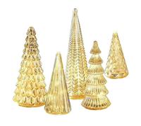 Árboles de Navidad de Vidrio de Mercurio Iluminado, 5 árboles de Vidrio de Mercurio Iluminado, árbol de Navidad de Plata de Oro iluminados para Mesa, Decoraciones de Plata de Oro