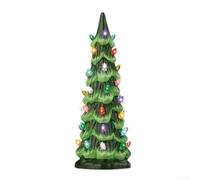 Árboles de Navidad retro pintados a mano con luces LED y función de temporizador automático, para añadir alegría navideña a cualquier mesa (15 cm)