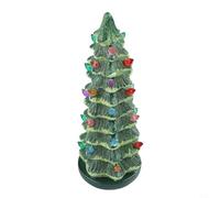 Árboles de Navidad retro pintados a mano con luces LED y función de temporizador automático, para añadir alegría navideña a cualquier mesa (20 cm)