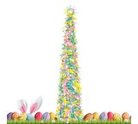Árboles de Pascua, desplegable brillante de 150 cm, en forma de lápiz, con lentejuelas de colores, árbol artificial, para Pascua al aire libre, hogar, fiestas, centro de mesa, capa de chimenea