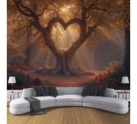 Árboles en forma de corazón Wallpaper Mural, 350x256cm Wall Poster Bosque de otoño Photo Wallpaper 3D Effect, Cúrcuma - Decoración Mural para Dormitorio, Sala de Estar y Pasillo