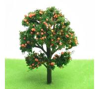 Árboles en miniatura para modelos, 2 árboles frutales de plástico a escala HO, diseño de tren de jardín, modelo de escenario, tren, ferrocarril, decoración del hogar, color amarillo, 5 cm