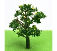 Árboles en miniatura para modelos, 2 árboles frutales de plástico a escala HO, diseño de tren de jardín, modelo de escenario, tren, ferrocarril, decoración del hogar, manualidades, verde, 5 cm