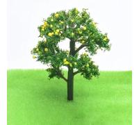 Árboles en miniatura para modelos, 2 árboles frutales de plástico a escala HO, diseño de tren de jardín, modelo de escenario, tren, ferrocarril, decoración del hogar, verde, 7 cm