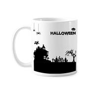 Árboles Feliz Fantasma Miedo Halloween Taza Porcelana Taza De Café Cerámica Tazas Para Amigo Cacao Café 330Ml