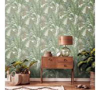 Árboles & Hojas Papel Pintado - Floral Metálico Tropical Purpurina Palma