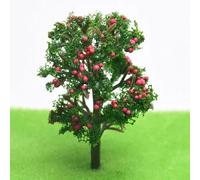 Árboles modelo mixto, 1 unidad de árbol frutal de plástico de 7 cm, diseño de tren de escala HO, diseño de mesa de arena para jardín, modelo de escenario, ferrocarril, decoración del hogar, color rojo