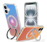 ÁRBOLORO Funda Iridiscente para iPhone 16 con 360° Soporte Compatible con MagSafe, Magnética Carcasa Anillo Soporte Invisible Protección Militar Fina Antigolpes Case, Color Atardecer