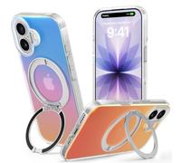 ÁRBOLORO Funda Iridiscente para iPhone 17 con 360° Soporte Compatible con MagSafe, Magnética Carcasa Anillo Soporte Invisible Protección Militar Fina Antigolpes Case, Color Atardecer