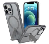 ÁRBOLORO Funda para iPhone 12/12 Pro con Soporte Compatible MagSafe, Magnética Carcasa iPhone 12/12 Pro Soporte Protección Militar Fina Antigolpes Case Translúcida Mate Trasera, Gris