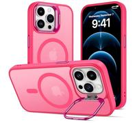 ÁRBOLORO Funda para iPhone 12 Pro MAX con Soporte, Compatible MagSafe, Carcasa con Soporte de Cámara Ajustable Incorporado, Magnética Grado Militar Antigolpes Case, Translúcida Mate Rojo