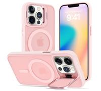 ÁRBOLORO Funda para iPhone 12 Pro MAX con Soporte, Compatible MagSafe, Carcasa con Soporte Soporte de Cámara Ajustable Incorporado, Magnética Grado Militar Antigolpes Case, Translúcida Mate Rosa