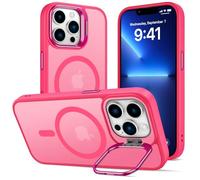 ÁRBOLORO Funda para iPhone 13 Pro MAX con Soporte, Compatible MagSafe, Carcasa con Soporte de Cámara Ajustable Incorporado, Magnética Grado Militar Antigolpes Case, Translúcida Mate Rojo