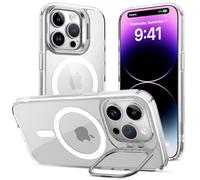 ÁRBOLORO Funda para iPhone 14 Pro con Soporte, Compatible MagSafe, Carcasa con Soporte Soporte de Cámara Ajustable Incorporado, Magnética Grado Militar Antigolpes Case, Transparente