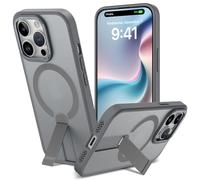 ÁRBOLORO Funda para iPhone 14 Pro con Soporte Compatible MagSafe, Magnética Carcasa iPhone 14 Pro Soporte Protección Militar Fina Antigolpes Case Translúcida Mate Trasera, Gris