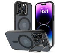 ÁRBOLORO Funda para iPhone 14 Pro MAX con Soporte, Compatible MagSafe, Carcasa con Soporte Soporte de Cámara Ajustable Incorporado, Magnética Grado Militar Antigolpes Case, Translúcida Mate Negro