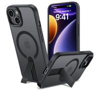 ÁRBOLORO Funda para iPhone 15 con Soporte Compatible MagSafe, Magnética Carcasa iPhone 15 Soporte Protección Militar Fina Antigolpes Case Translúcida Mate Trasera, Negro