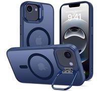ÁRBOLORO Funda para iPhone 16e con Soporte, Compatible MagSafe, Carcasa con Soporte de Cámara Ajustable Incorporado, Magnética Grado Militar Antigolpes Case, Translúcida Mate Azul
