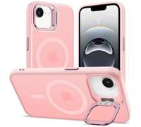 ÁRBOLORO Funda para iPhone 16e con Soporte, Compatible MagSafe, Carcasa con Soporte Soporte de Cámara Ajustable Incorporado, Magnética Grado Militar Antigolpes Case, Translúcida Mate Rosa