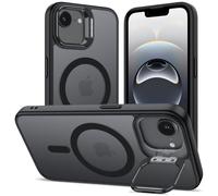 ÁRBOLORO Funda para iPhone 16e con Soporte, Compatible MagSafe, Carcasa con Soporte Soporte de Cámara Ajustable Incorporado, Magnética Grado Militar Antigolpes Case, Translúcida Mate Negro
