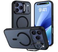 ÁRBOLORO Funda para iPhone 17 Pro MAX con Soporte, Compatible MagSafe, Carcasa con Soporte Soporte de Cámara Ajustable Incorporado, Magnética Grado Militar Antigolpes Case, Translúcida Mate Negro