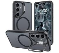 ÁRBOLORO Funda para Samsung Galaxy S24 con Soporte, Compatible MagSafe, Carcasa con Soporte Soporte de Cámara Ajustable Incorporado, Magnética Grado Militar Antigolpes Case, Mate Negro Clasico