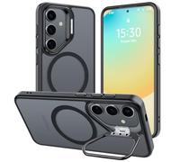 ÁRBOLORO Funda para Samsung Galaxy S24 FE con Soporte, Compatible MagSafe, Carcasa con Soporte Soporte de Cámara Ajustable Incorporado, Magnética Grado Militar Antigolpes Case, Translúcida Mate Negro