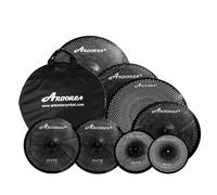 Arborea Paquete de 8 platillos de práctica silenciosos negros de bajo volumen para batería, juego de 25.4 cm/30.5 cm, Hihats, 40.6 cm, Crash de 45.7 cm, Crash de 45.7 cm, paseo de 50.8 cm, platillo