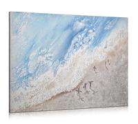 Arborus Arte de Pared Grande del Océano 70x100CM Vista Marina Azul Ola Blanca Pintura Abstracta Impresiones de Arte de Pared Enmarcadas Cuadros de Playa Arte en Lienzo de Pared para Sala de Estar