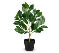 Arborus Plantas artificiales de ficus de 45 cm de alto para interiores, planta verde falsa en macetas negras, planta de escritorio en maceta, pequeños árboles sintéticos para el hogar, oficina