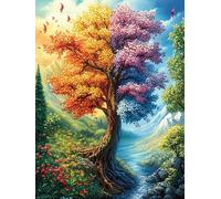 Arbre d'automne au-Dessus du ruisseau Puzzle 300 Piezas Cartón Resistente para Adultos Mitos Cuento de Hadas Entretenimiento Individual Desconectar Estrés Colgar En Pared Idea De Regalo 300 PCS