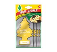 Arbre Magique, Ambientador para coche, aroma a vainilla, duración de hasta 7 semanas, formato multipack de 4 unidades