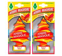 Arbre Magique Ambientador para coche, aroma de mango y Papaya, aroma fresco y ligero, duración hasta 7 semanas, fabricado en Italia, paquete de 2 unidades
