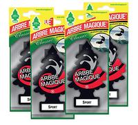 Arbre Magique Ambientador para coche, fragancia deportiva, aroma intenso y estructurado, duración hasta 7 semanas, fabricado en Italia, paquete de 4 unidades