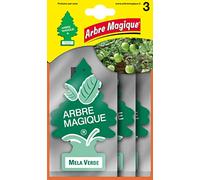 Arbre Magique, ambientador para Coche, Fragancia Manzana Verde, Perfume Agradable y refrescante, duración hasta 7 semanas, Fabricado en Italia, Formato Multipack de 3 Unidades