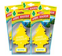 Arbre Magique Mono - Ambientador para coche, aroma a cítricos de Capri, fragancia cítrica y fresca, duración hasta 7 semanas, fabricado en Italia, paquete de 5 unidades
