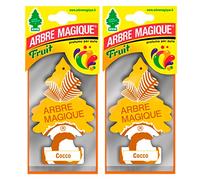 Arbre Magique Mono, ambientador para coche, fragancia de coco, fragancia exótica y frutal, duración hasta 7 semanas, fabricado en Italia, paquete de 2 unidades