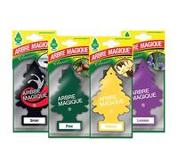Arbre Magique Mono - Ambientador para coche, Variety Pack 1, Sport + pino + vainilla + lavanda, duración de hasta 7 semanas, fabricado en Italia, paquete de 4 unidades