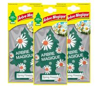 Arbre Magique Mono, ambientador sólido para coche, aroma Spring Flowers, fragancia floral y chispeante, duración hasta 7 semanas, diseño italiano, paquete de 3 unidades