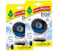 Arbre Magique POP - Ambientador de coche sólido, aroma azul aterciopelado, aroma cálido y relajante, duración de hasta 30 días, diseño italiano, paquete de 2 unidades