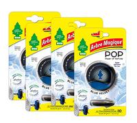Arbre Magique POP, Ambientador de Coche Sólido, Fragancia Blue Velvet, Aroma Cálido y Relajante, Duración de Hasta 30 Días, Diseño Italiano, Paquete de 4 Piezas