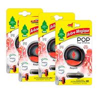 Arbre Magique POP - Ambientador de coche sólido, fragancia exótica, aroma fresco y afrutado, duración de hasta 30 días, diseño italiano, paquete de 4 unidades