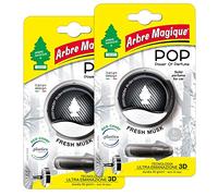 Arbre Magique POP, Ambientador de Coche Sólido, Fragancia Fresh Musk, Aroma Suave y Fresco, Duración de Hasta 30 Días, Diseño Italiano, Paquete de 2 Piezas