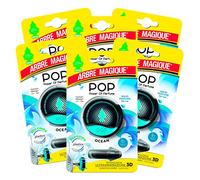 Arbre Magique POP, Ambientador de Coche Sólido, Fragancia Océano, Aroma Delicado y Fresco, Duración de Hasta 30 Días, Diseño Italiano, Paquete de 6 Piezas