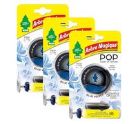 Arbre Magique POP - Ambientador para coche sólido, fragancia Blue Velvet, aroma cálido y relajante, duración hasta 30 días, diseño italiano, paquete de 3 unidades